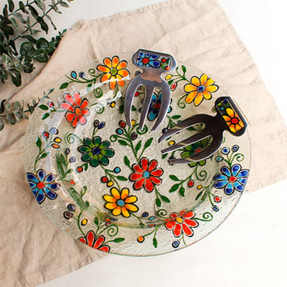 ensaladera tinirur flores bordadas