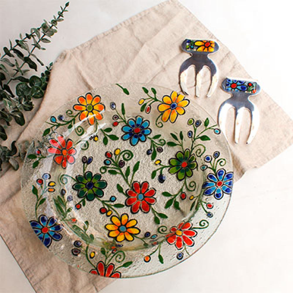 ensaladera tinirur flores bordadas