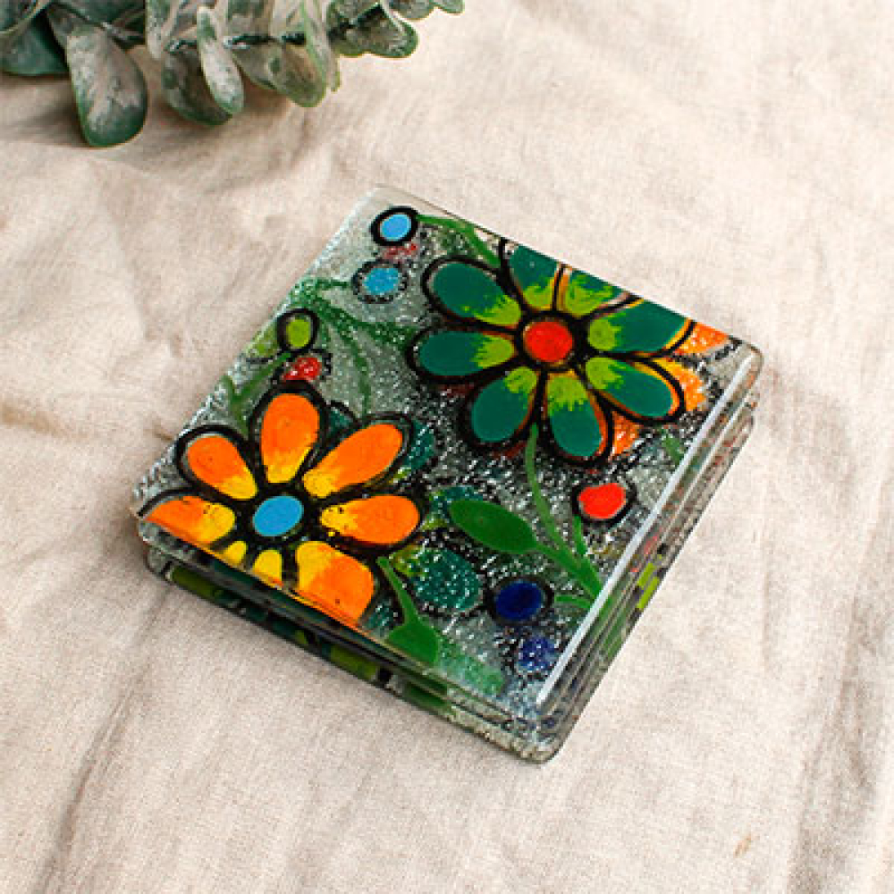posavasos flores bordadas