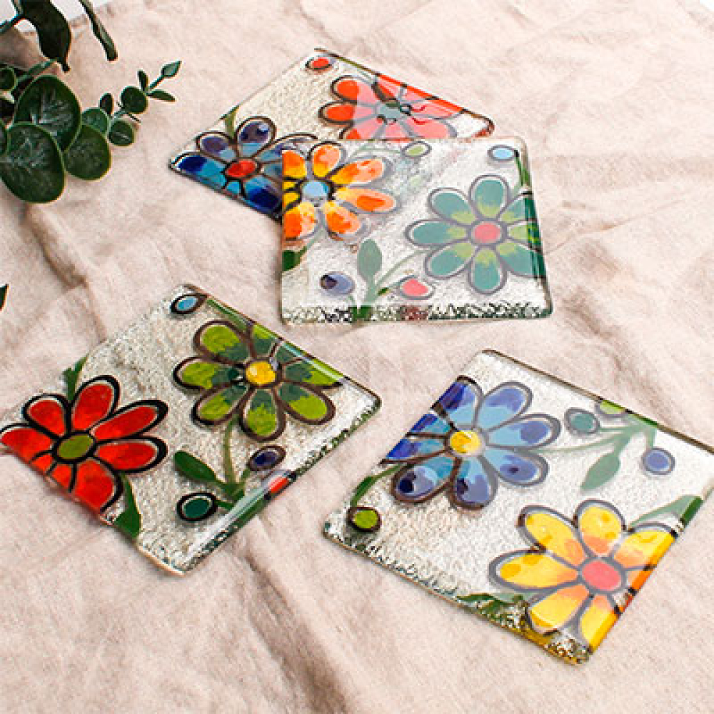 posavasos flores bordadas