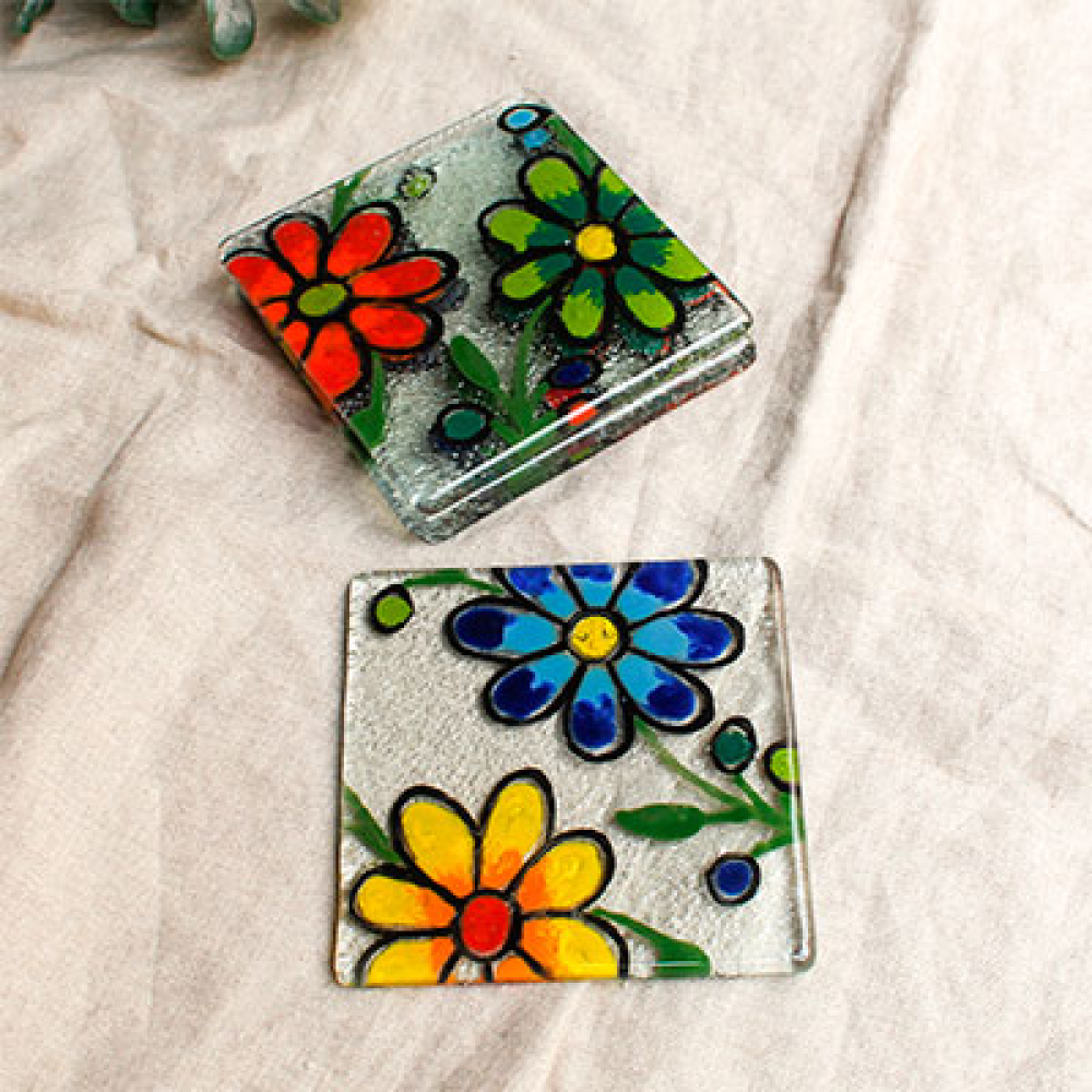 posavasos flores bordadas