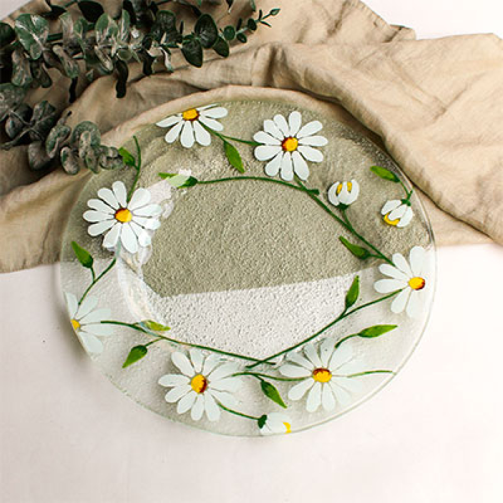 Set de 4 platos de sitio circulares margaritas