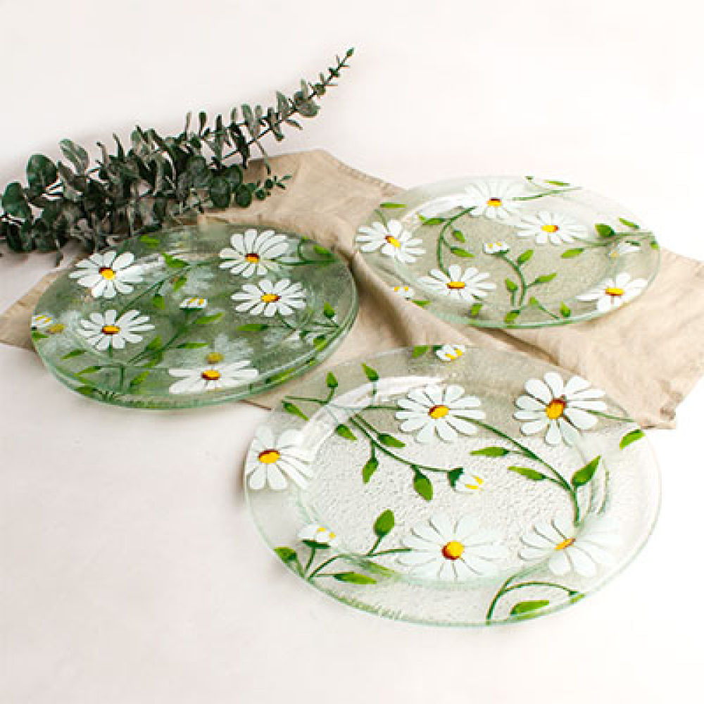 set de 4 platos margaritas