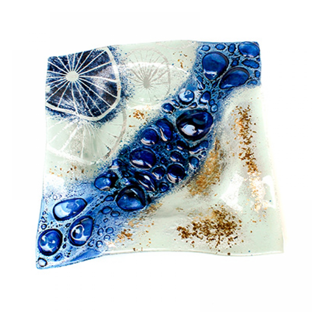 Centro de mesa pañuelon burbuja azul