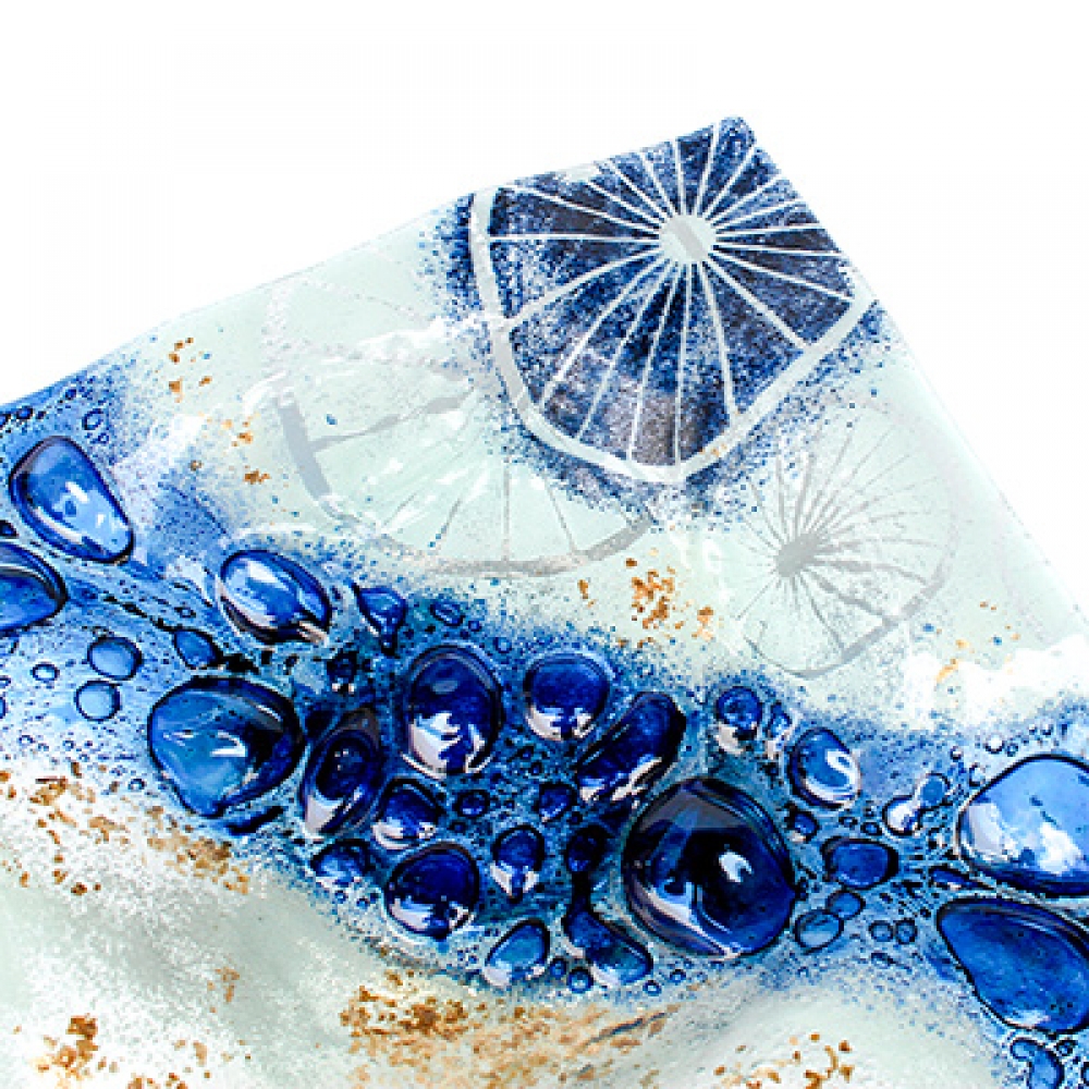 Centro de mesa pañuelon burbuja azul