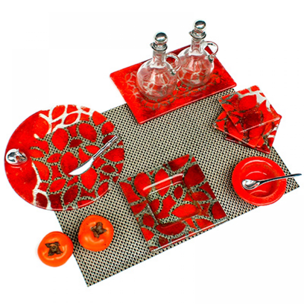 Alcuza hojas rojas