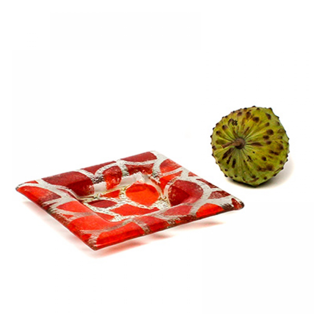 Plato chico hojas rojas