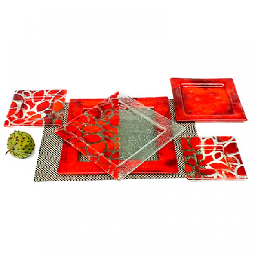 Plato chico hojas rojas