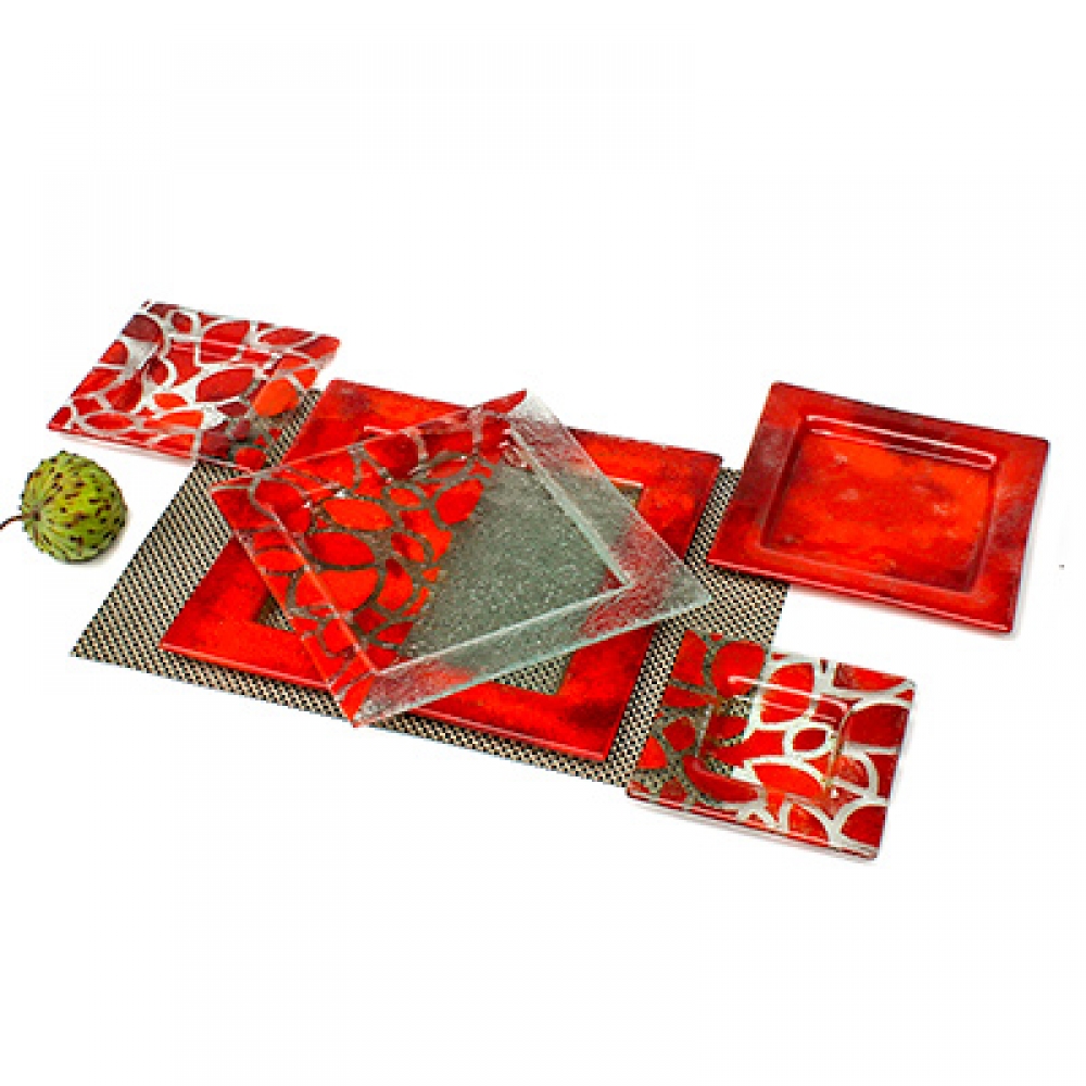 Plato chico hojas rojas