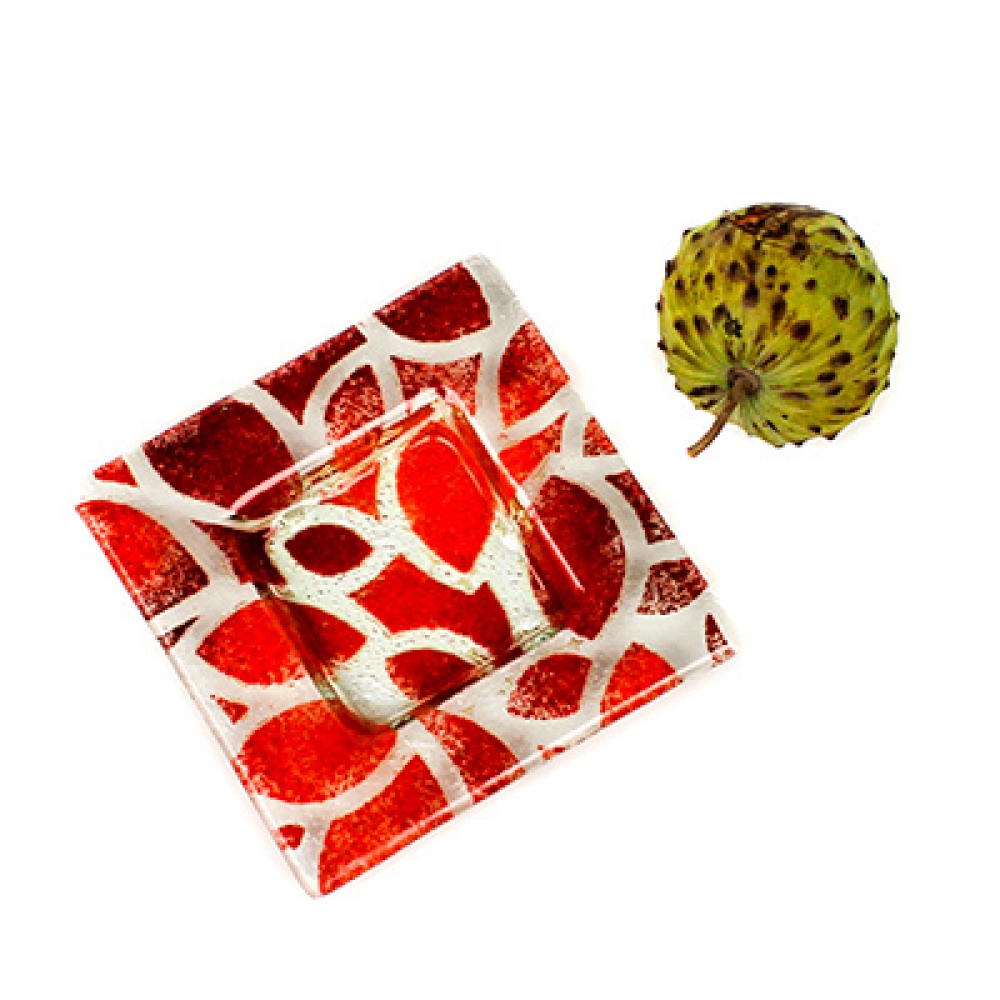 Plato para el pan hojas rojas