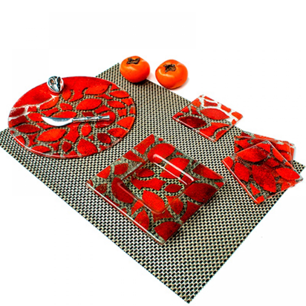 Posavasos hojas rojas