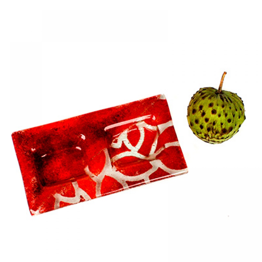 Salsero doble hojas rojas