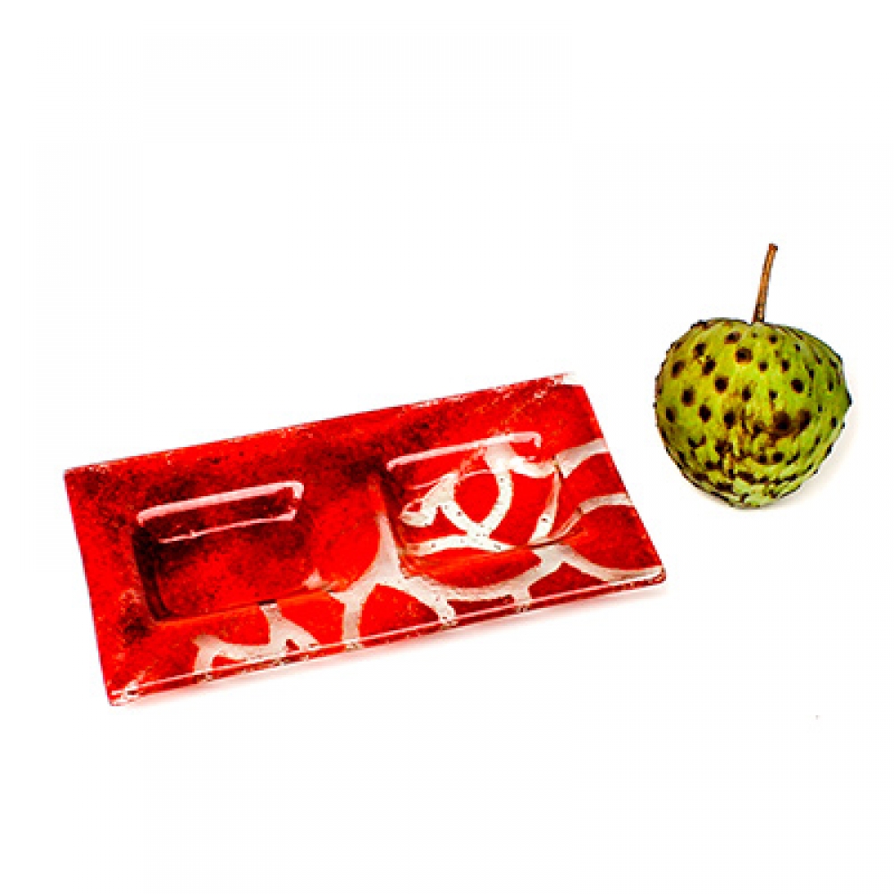 Salsero doble hojas rojas