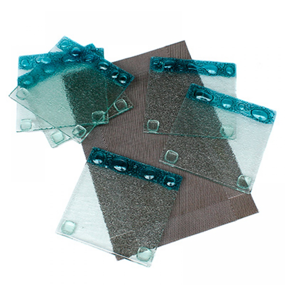 Set de 6 platos cuadrados abrebocas burbuja turquesa