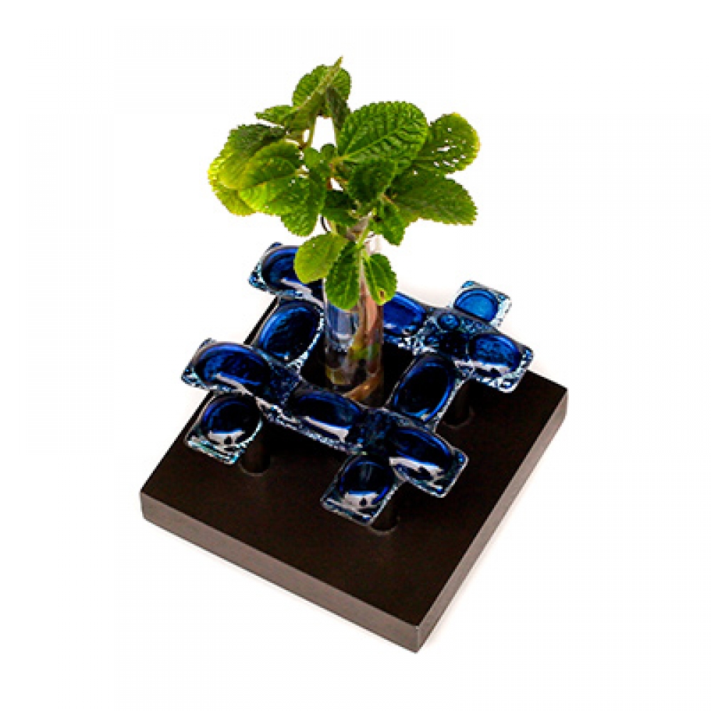 Florero 1 tubo trenzado azul