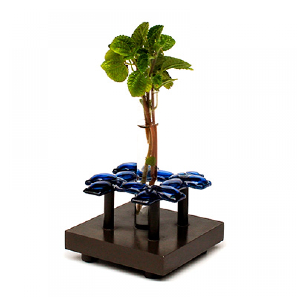 Florero 1 tubo trenzado azul