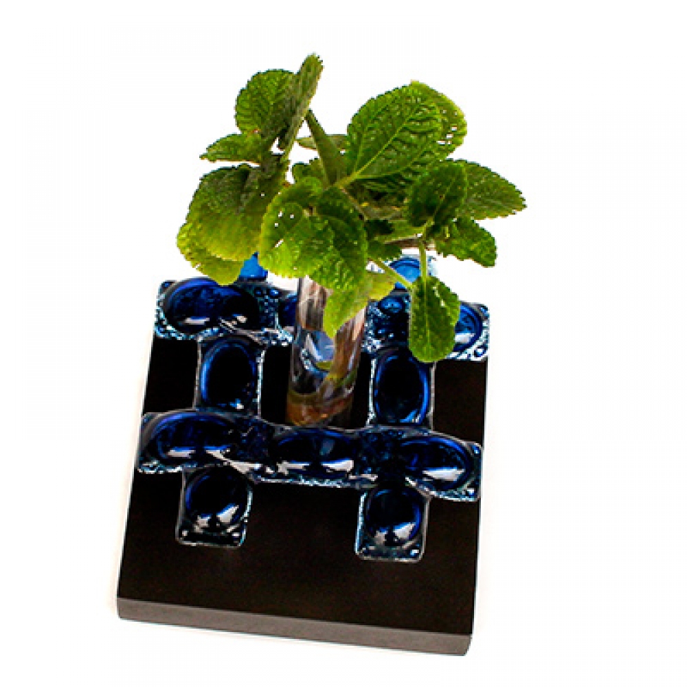 Florero 1 tubo trenzado azul