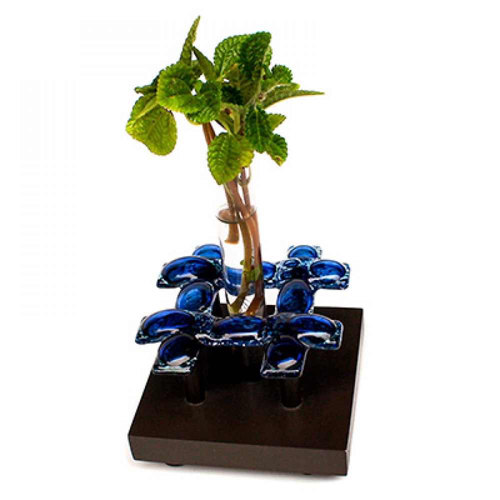 Florero 1 tubo trenzado azul