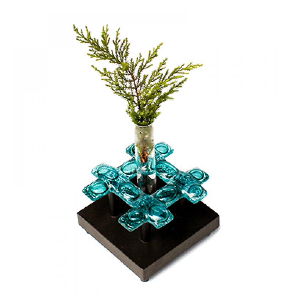 Florero 1 tubo trenzado turquesa