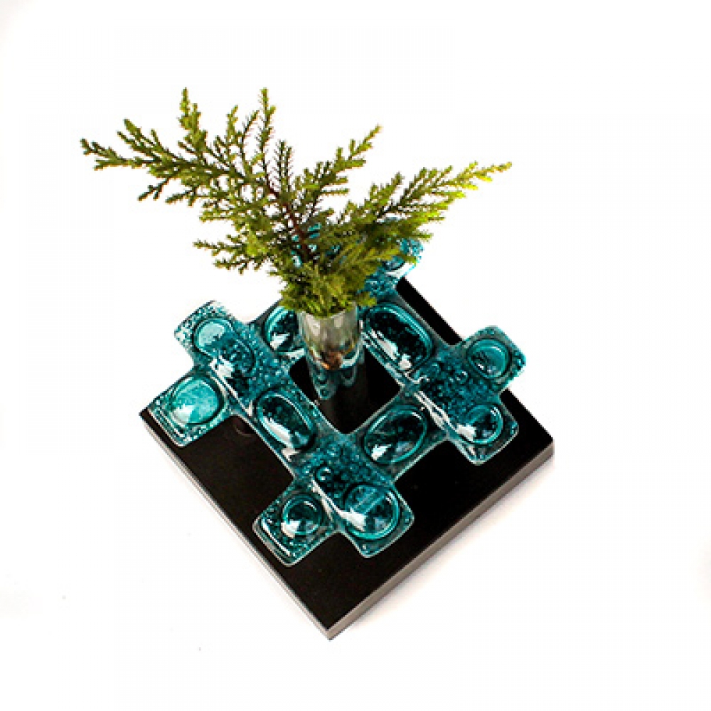 Florero 1 tubo trenzado turquesa