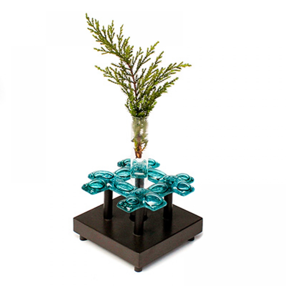 Florero 1 tubo trenzado turquesa