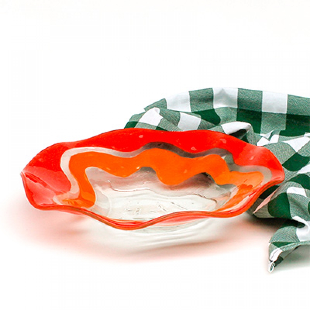 Bowl ensaladera ondas filo rojo