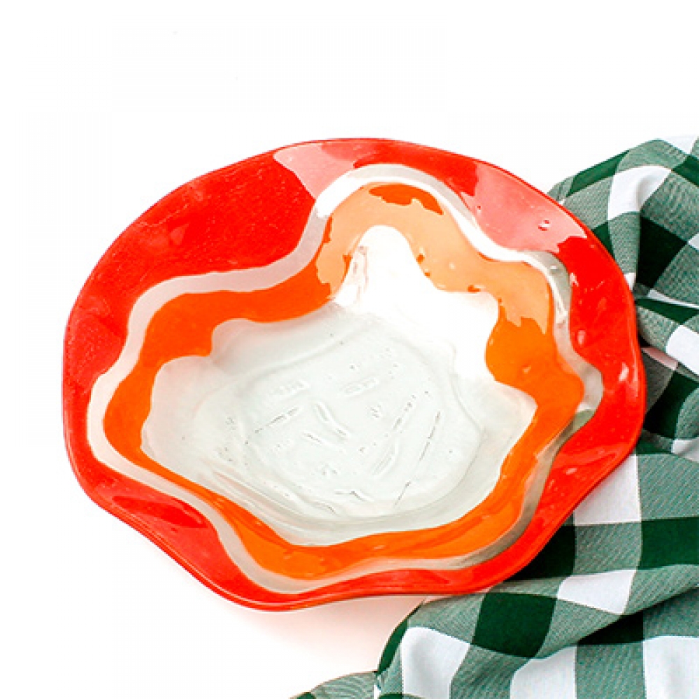 Bowl ensaladera ondas filo rojo