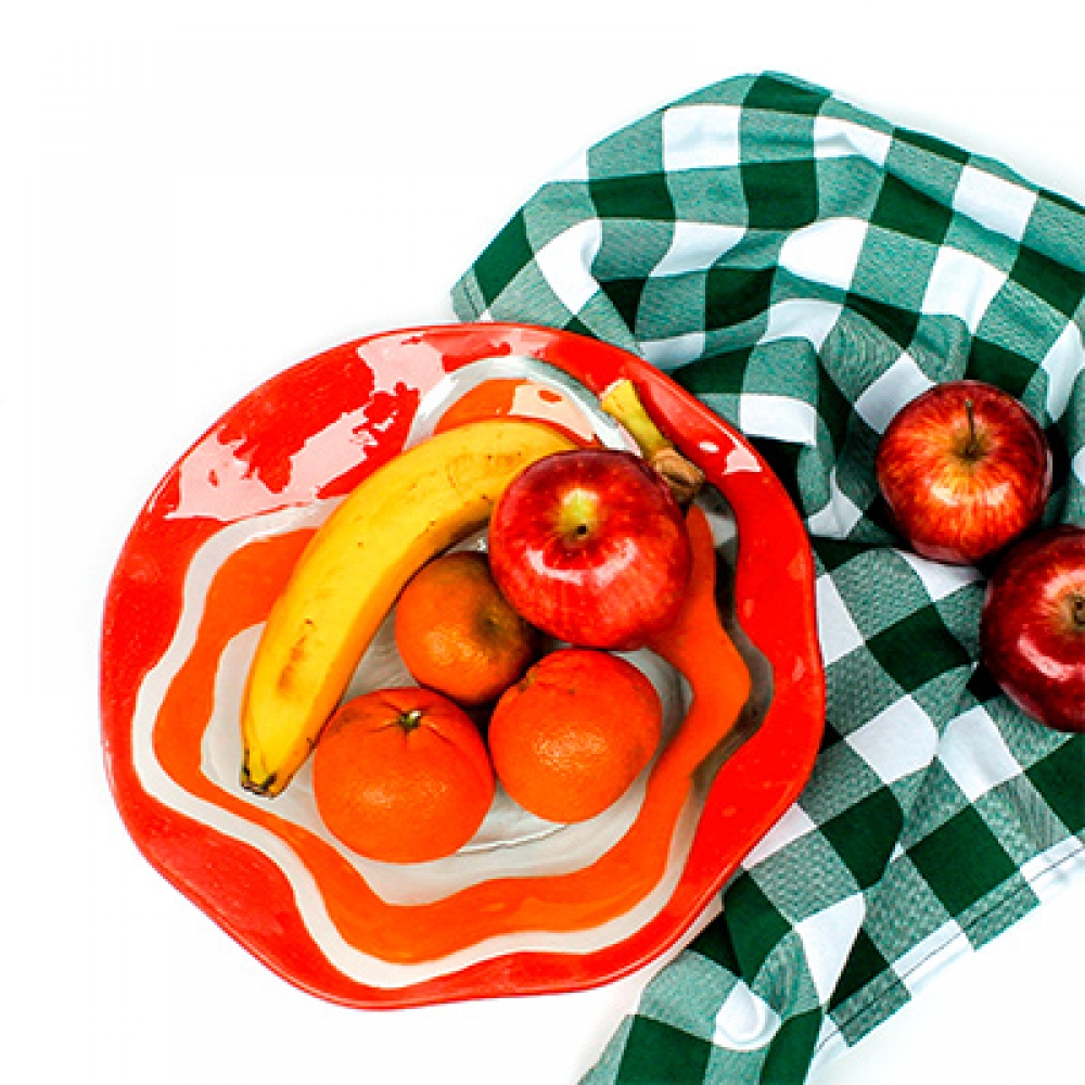 Bowl ensaladera ondas filo rojo