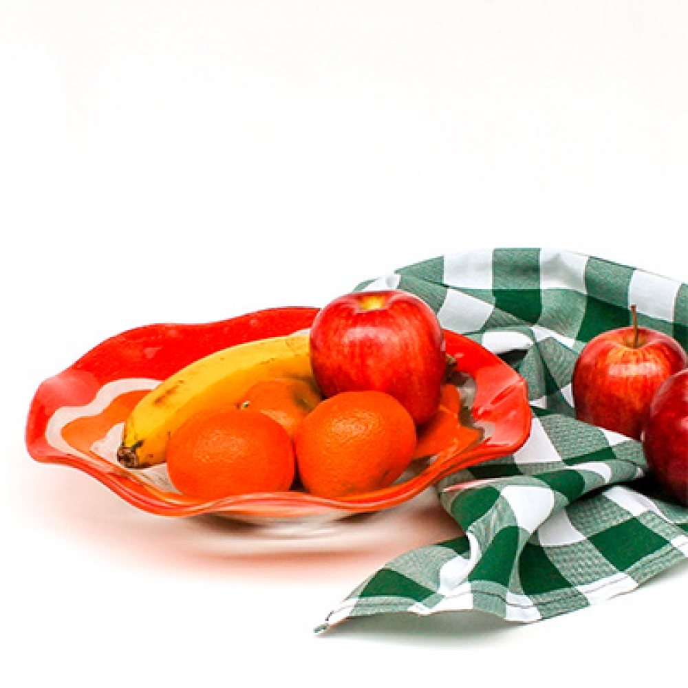 Bowl ensaladera ondas filo rojo