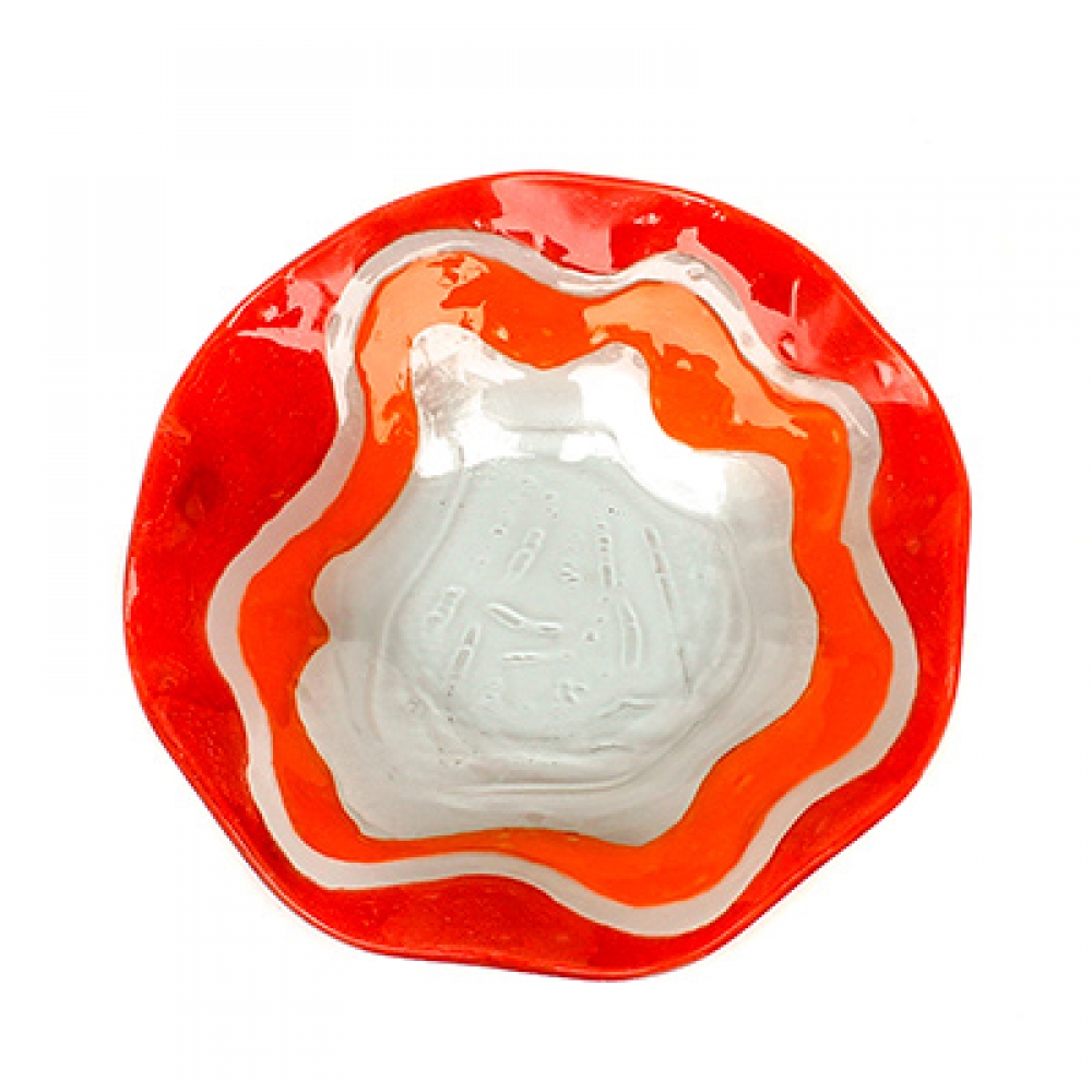 Bowl ensaladera ondas filo rojo