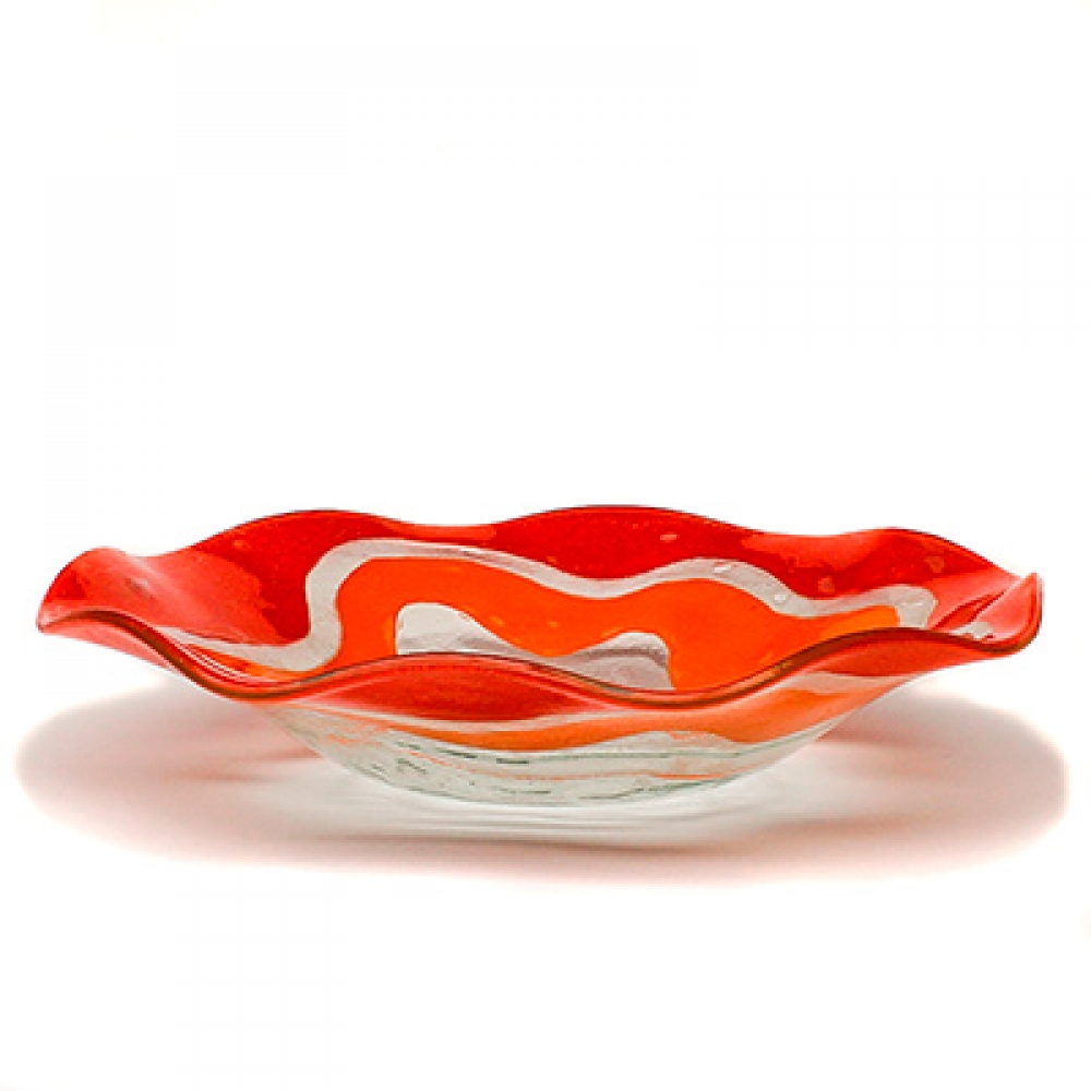 Bowl ensaladera ondas filo rojo
