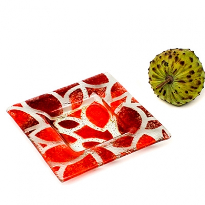 Plato chico hojas rojas