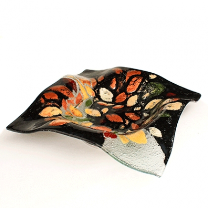 Centro de mesa pañuelon hojas metalizadas