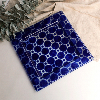 Plato cuadrado rumi azul