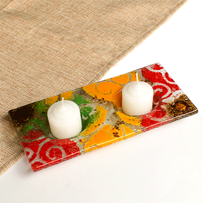 Porta velas doble caramelo