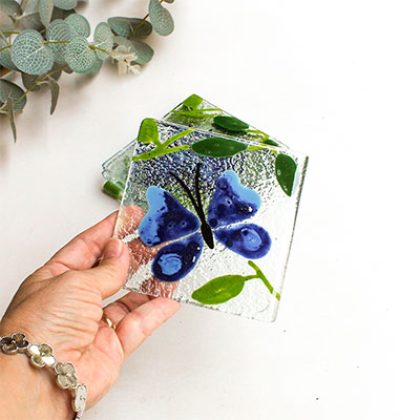 Posavasos mariposa azul