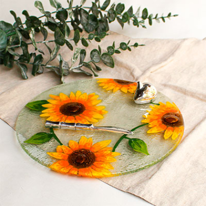 tabla para servir girasoles