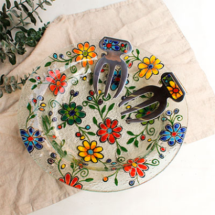 ensaladera tinirur flores bordadas