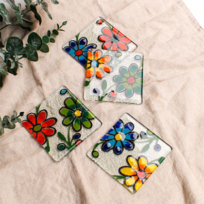 posavasos flores bordadas