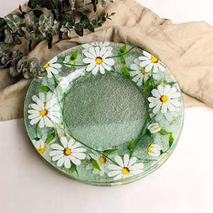 Set de 4 platos de sitio circulares margaritas